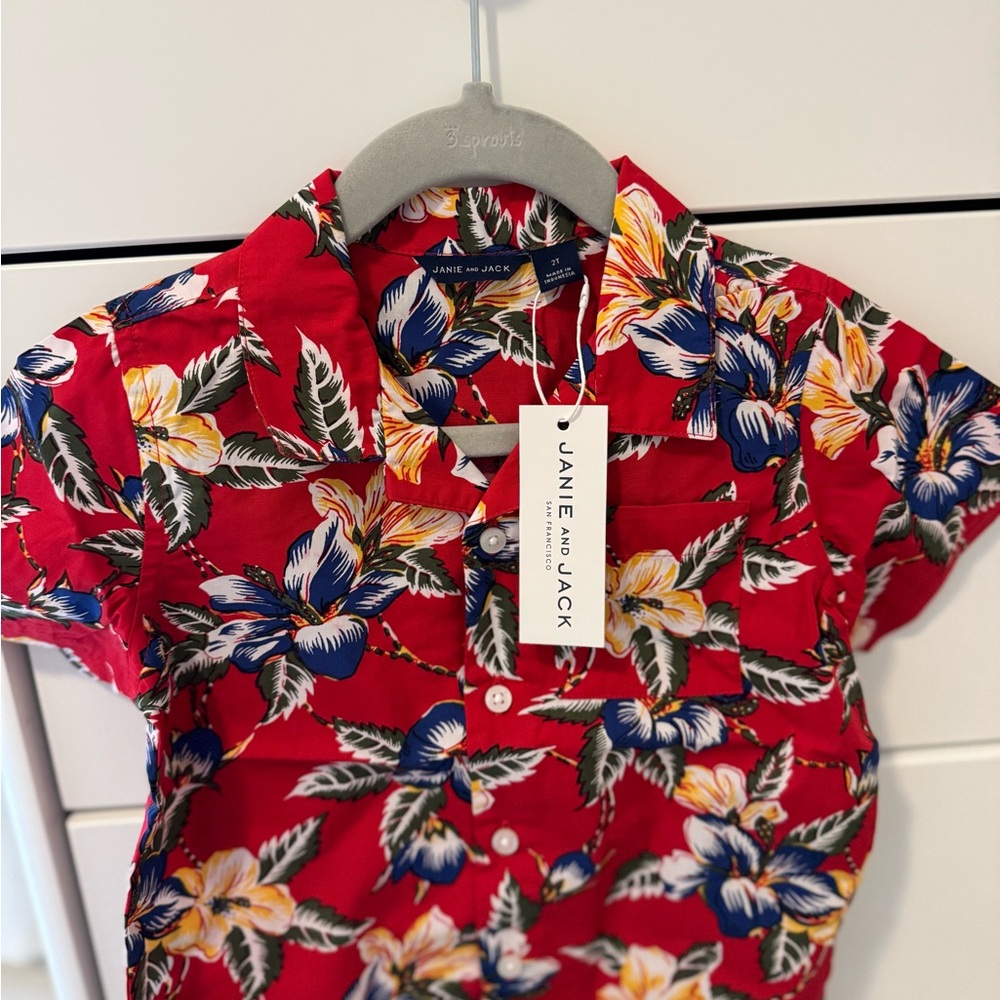 Brand New- Janie and Jack tropical floral pattern shirt